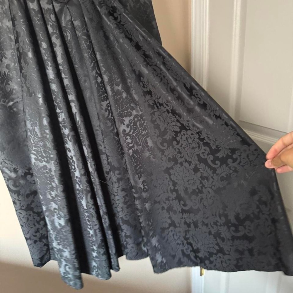 Vintage NWT Black Brocade Maxi Skirt Jessica McClintock Cache gothic satin - Picture 4 of 8